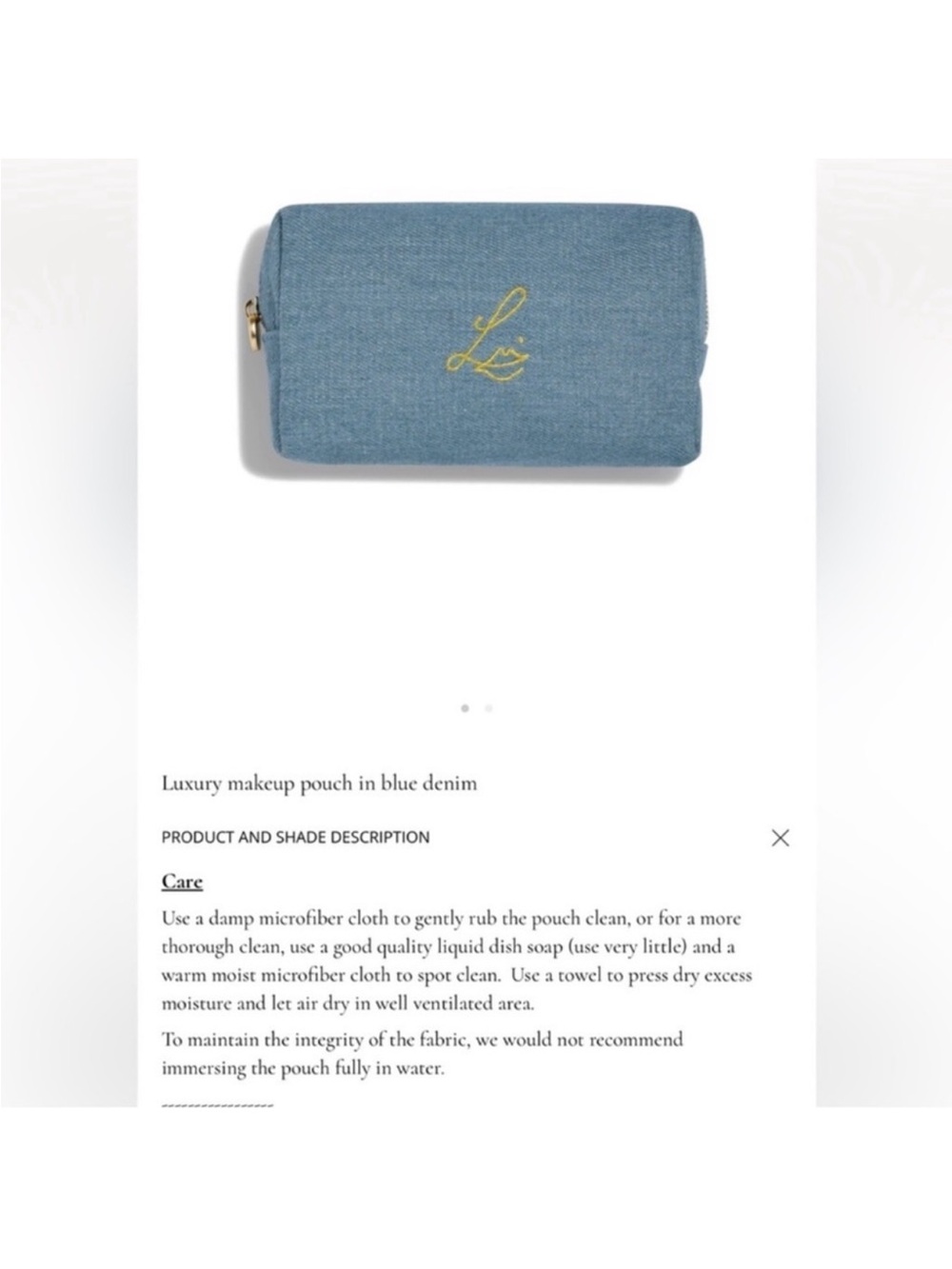 Lisa Eldridge Denim makeup cosmetic toiletry pouch bag - Picture 3 of 4